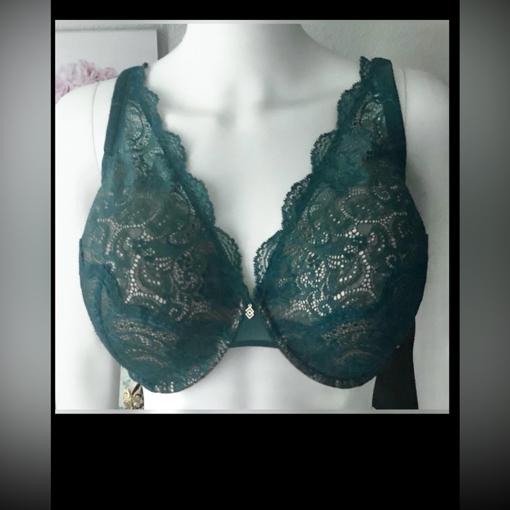 ThirdLove 24/7 Lace Contour Plunge Bra Green - Tan color Size 36G (4D) NWT